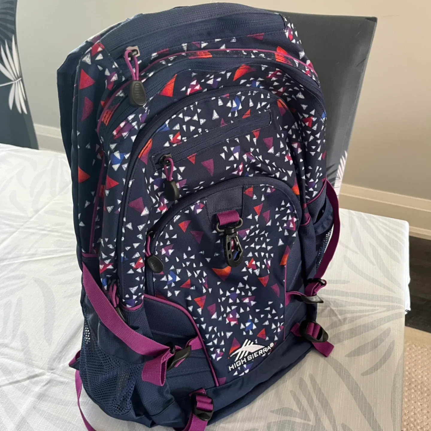 High Sierra Backpack - Navy with Geometric Pattern thumbnail