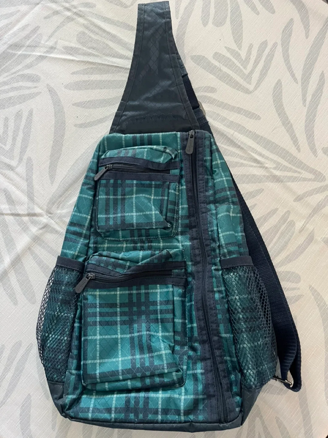 Thirty-One Sling Bag - Green Plaid thumbnail