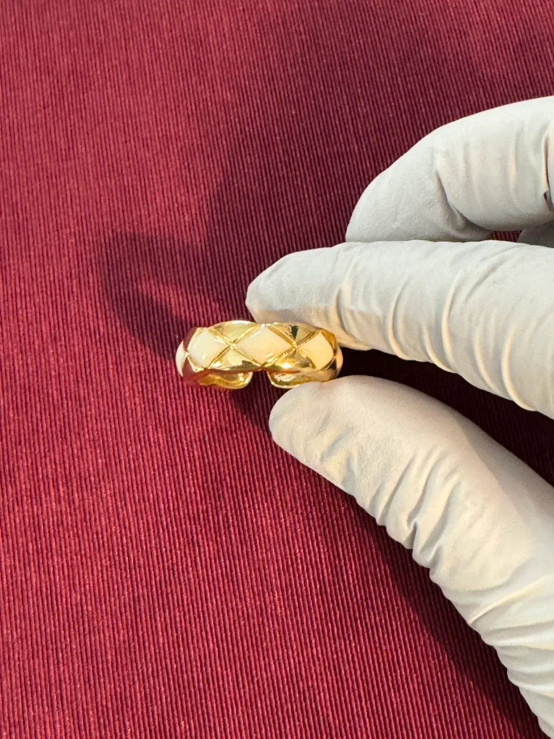 Cushion Quilted Cut Channel 14K Gold Dipped, Adjustable Ring image indicator(5)