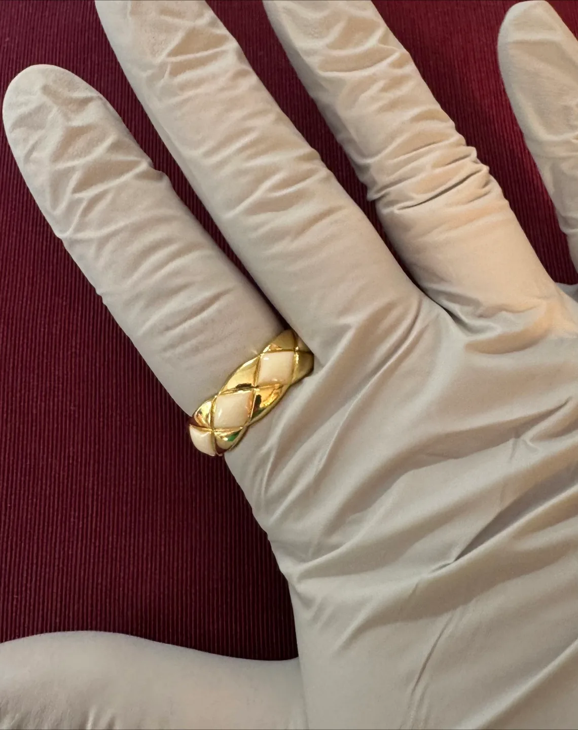 Cushion Quilted Cut Channel 14K Gold Dipped, Adjustable Ring image indicator(3)