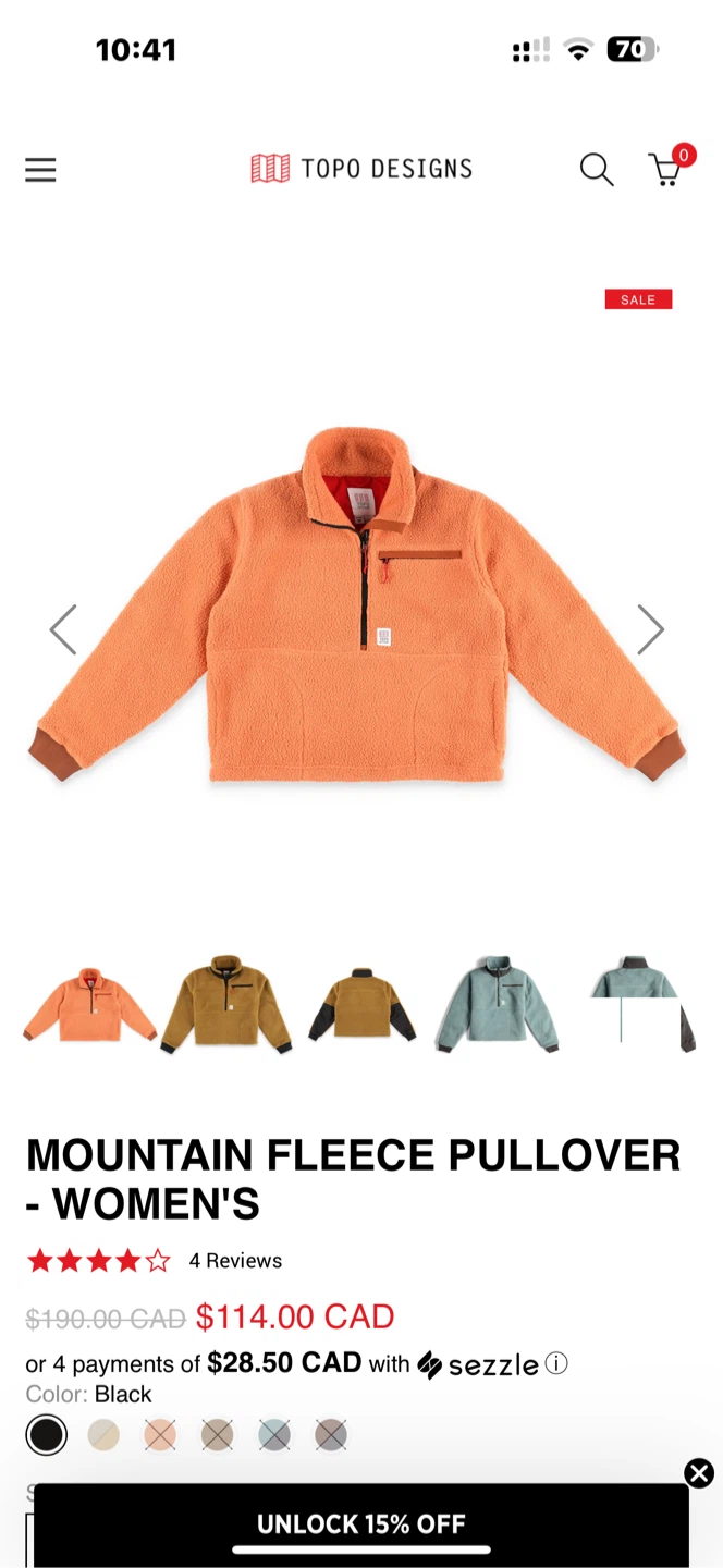 Topo Designs Mountain Fleece Pullover - Rust/Brick XS - photo 5
