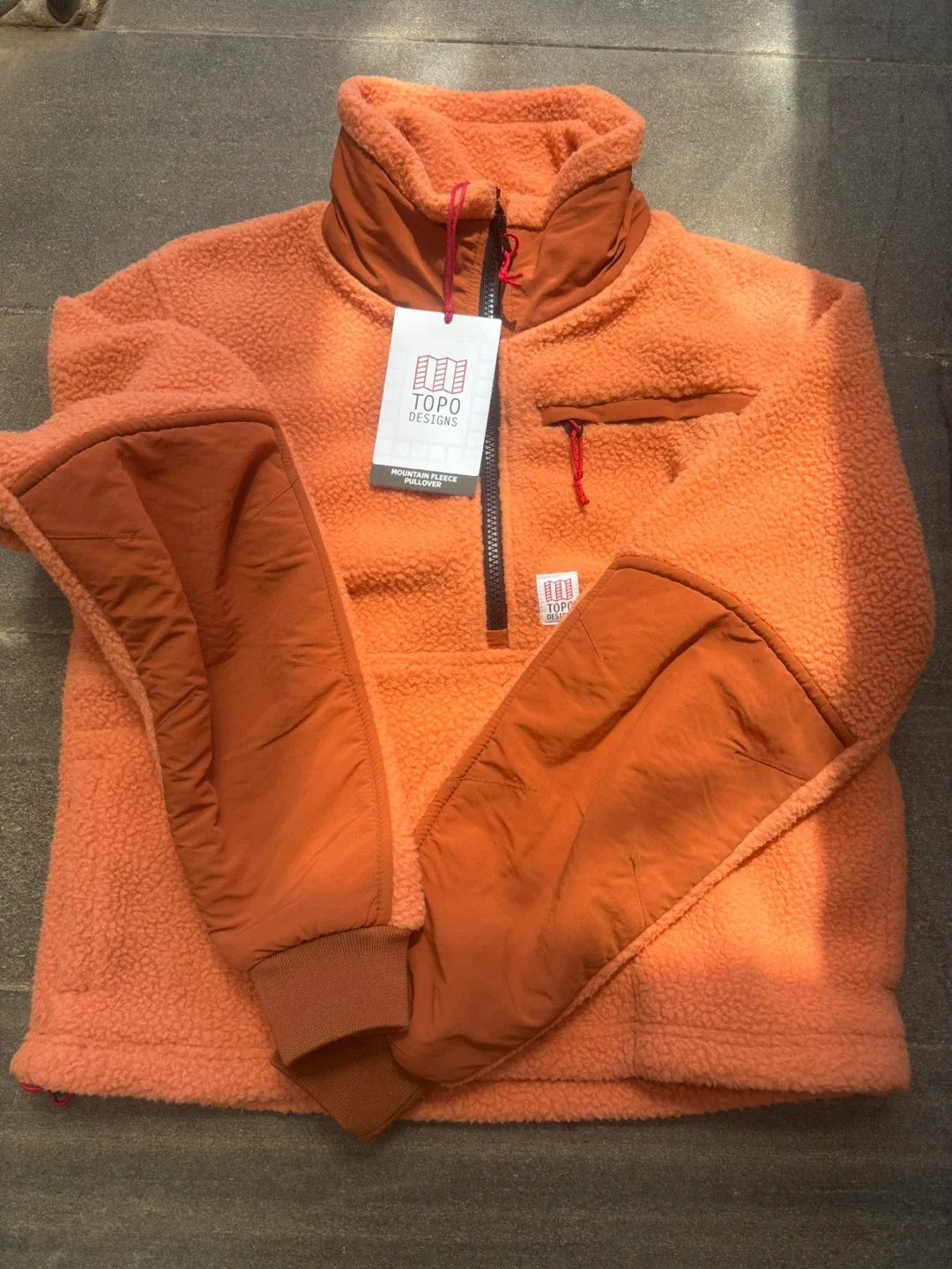 Topo Designs Mountain Fleece Pullover - Rust/Brick XS thumbnail