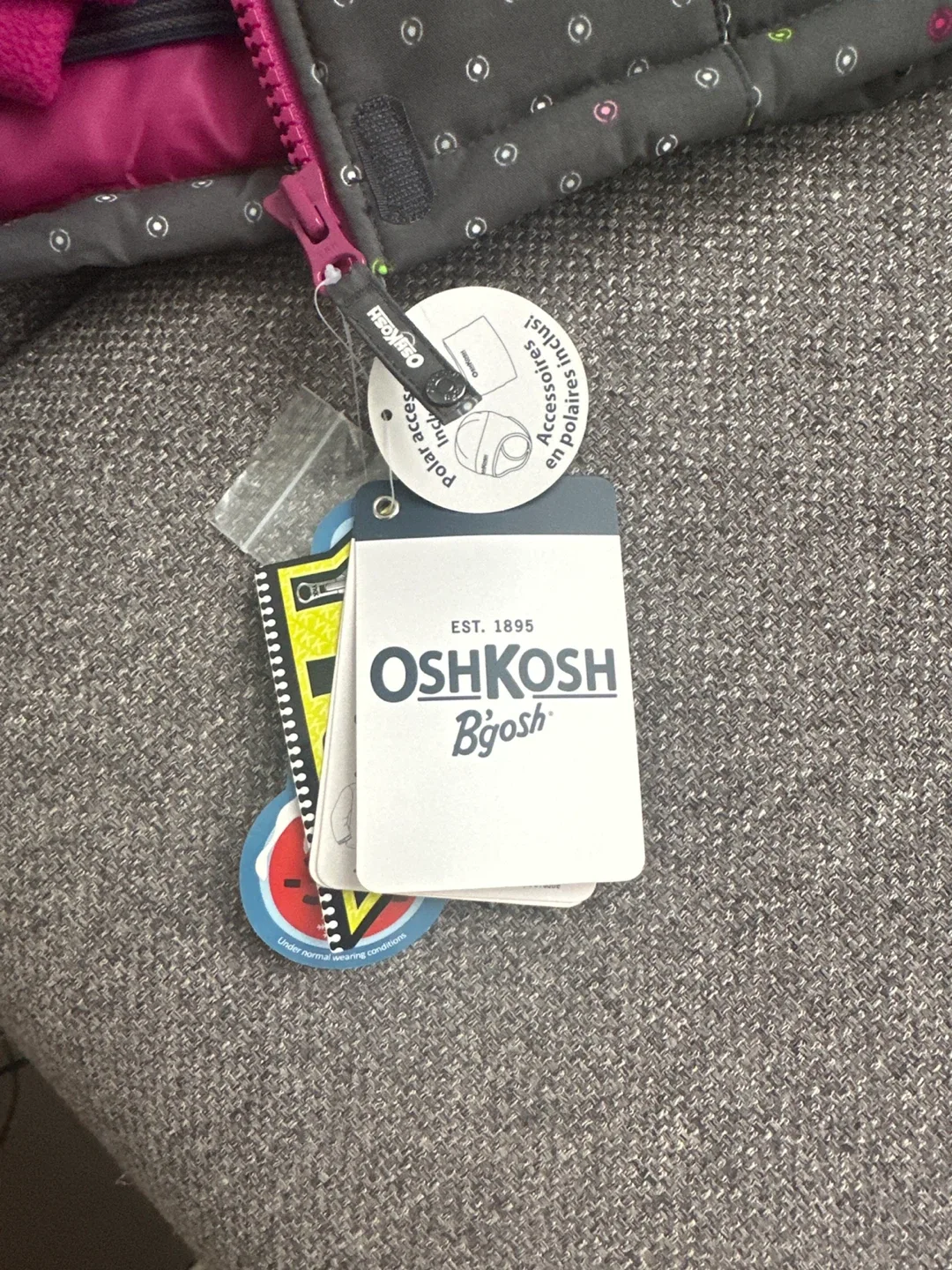 OshKosh B'gosh 2T Winter Jacket - Grey & Pink image indicator(3)