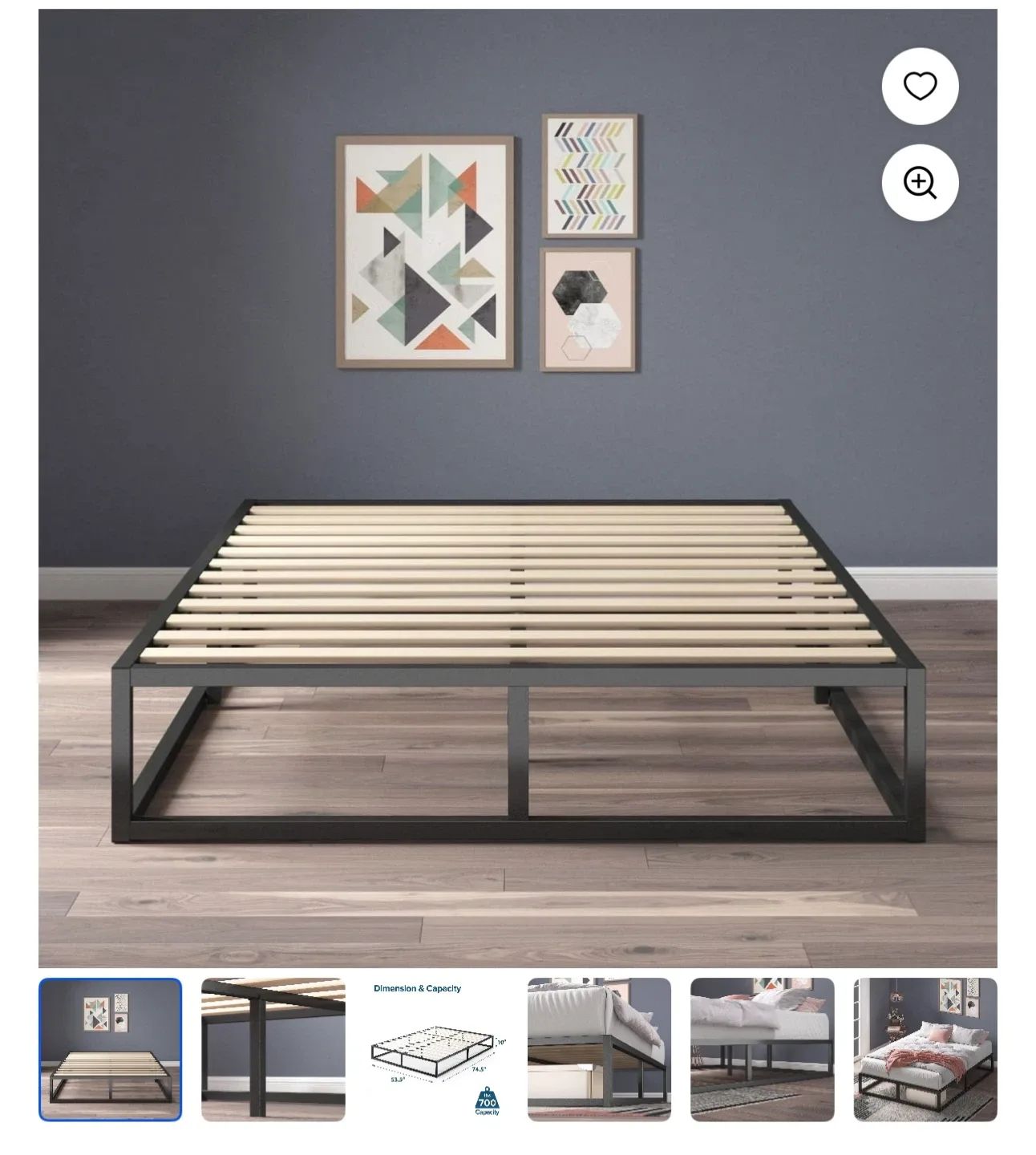 Metal Platform Bed Frame - Queen Size thumbnail