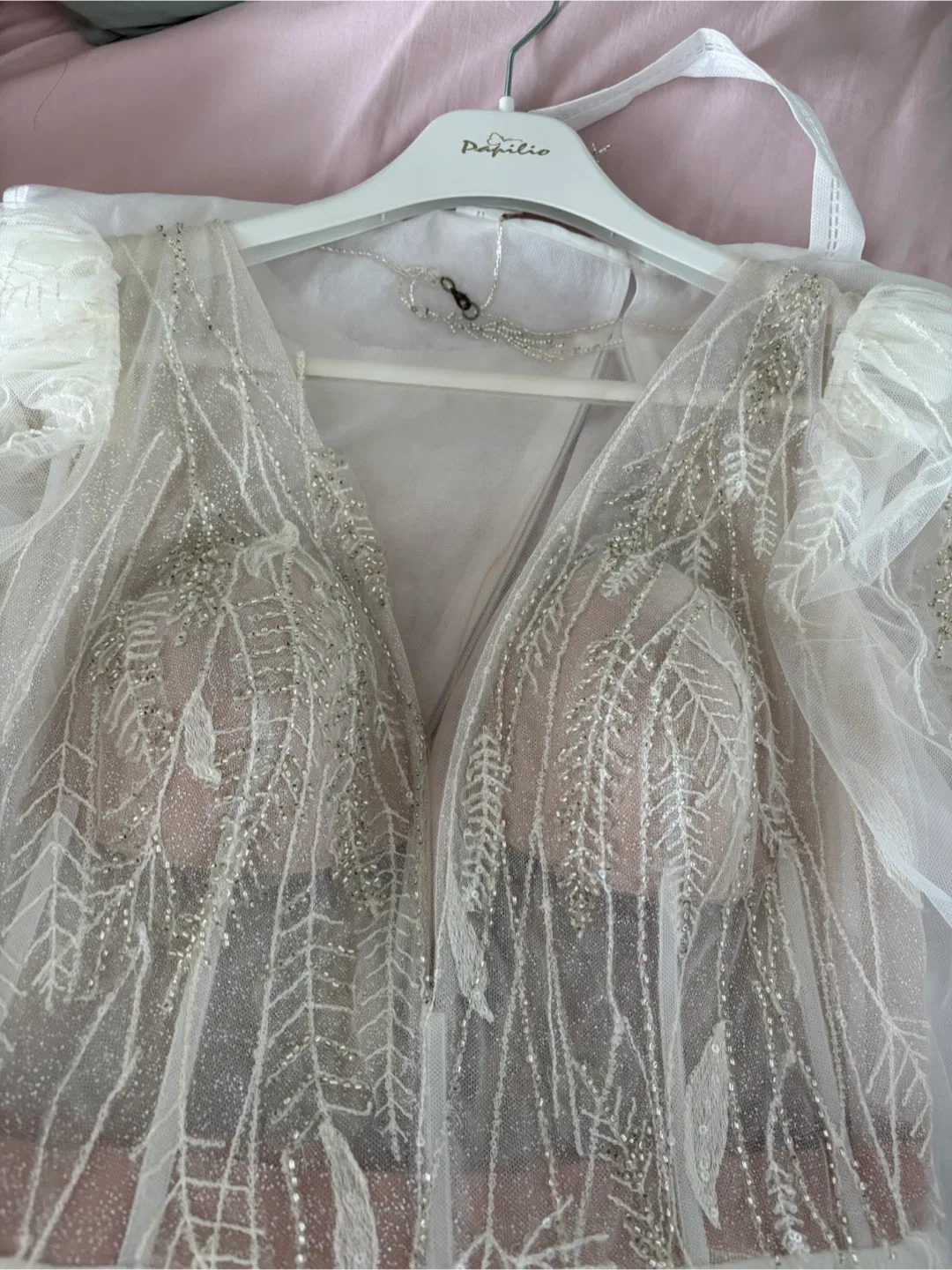 Papilio Long Sleeve A-Line Wedding Dress Size 40 image indicator(4)