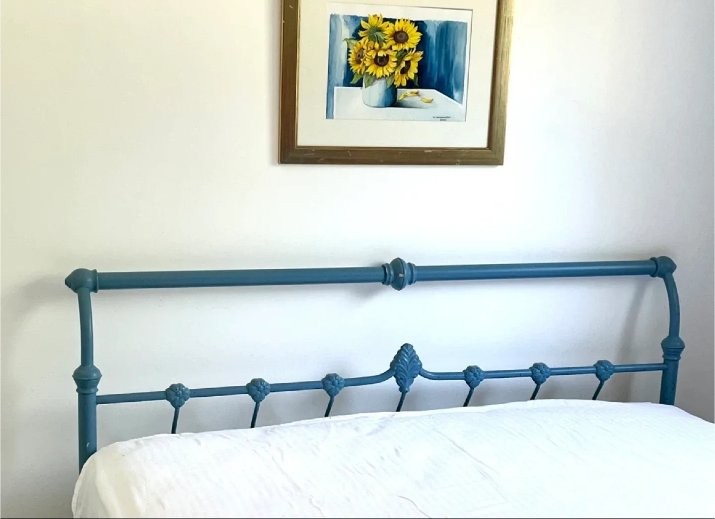 Blue vintage wrought iron headboard image indicator(3)