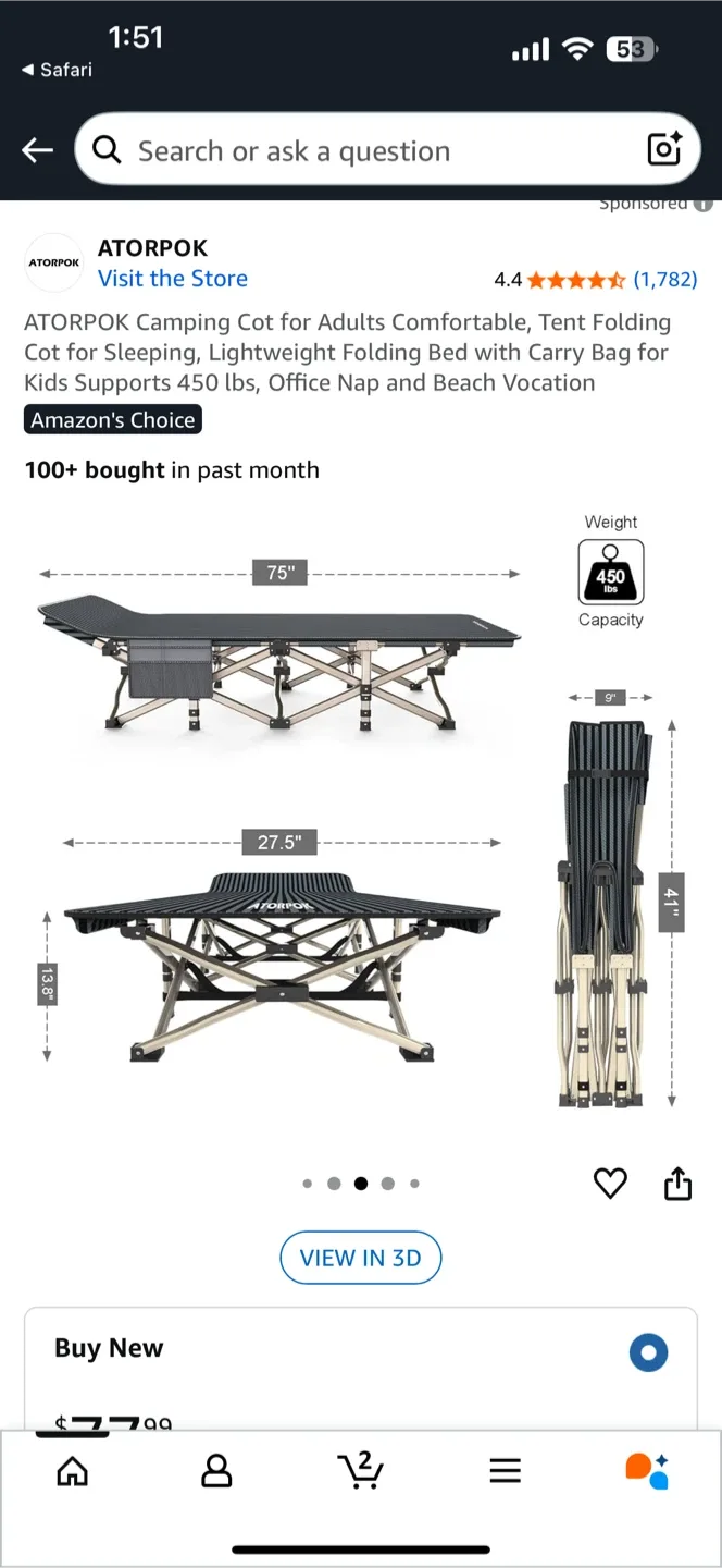 ATORPOK Camping Cot for Adults image indicator(2)