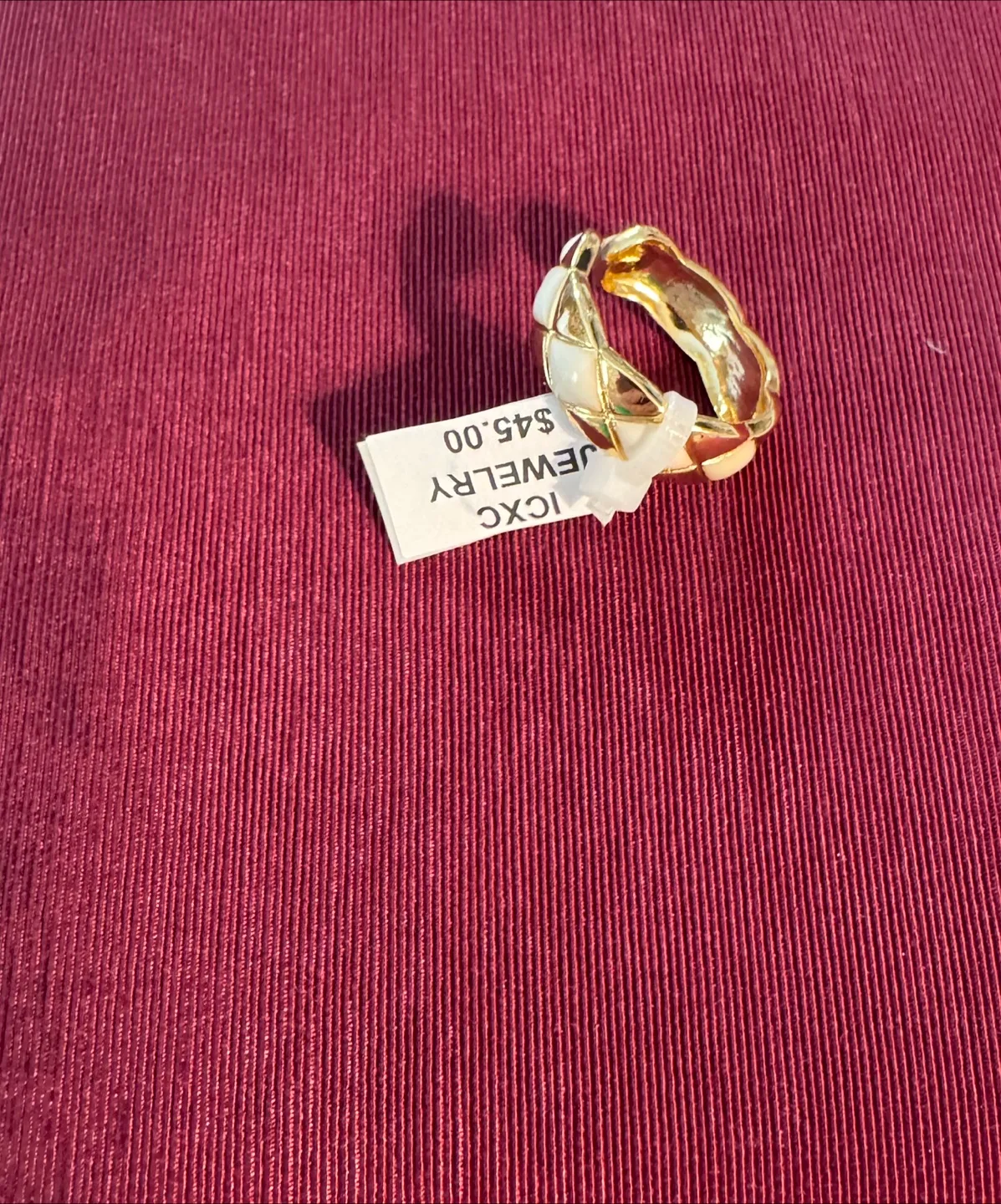 Cushion Quilted Cut Channel 14K Gold Dipped, Adjustable Ring image indicator(8)