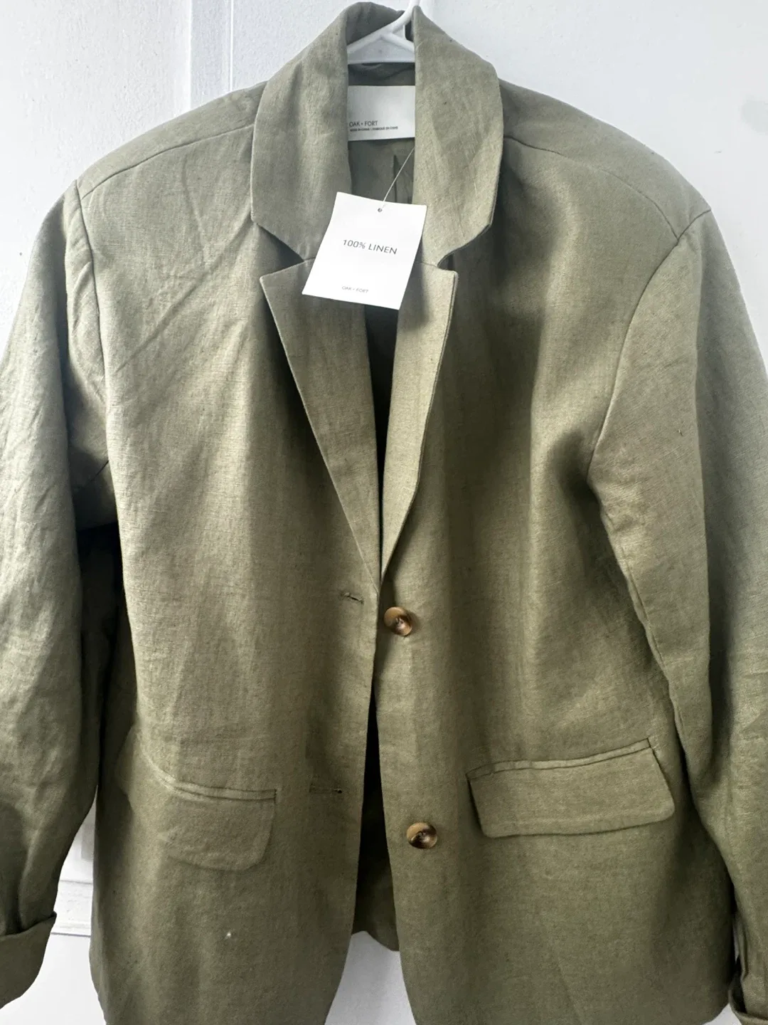 Oak + Fort Linen Blazer - XS - Dark Aloe thumbnail