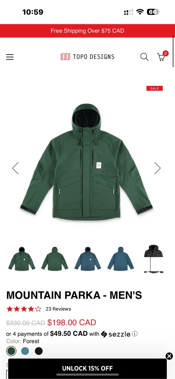 Topo Designs Mountain Parka - Men's, Forest Green image indicator(2)