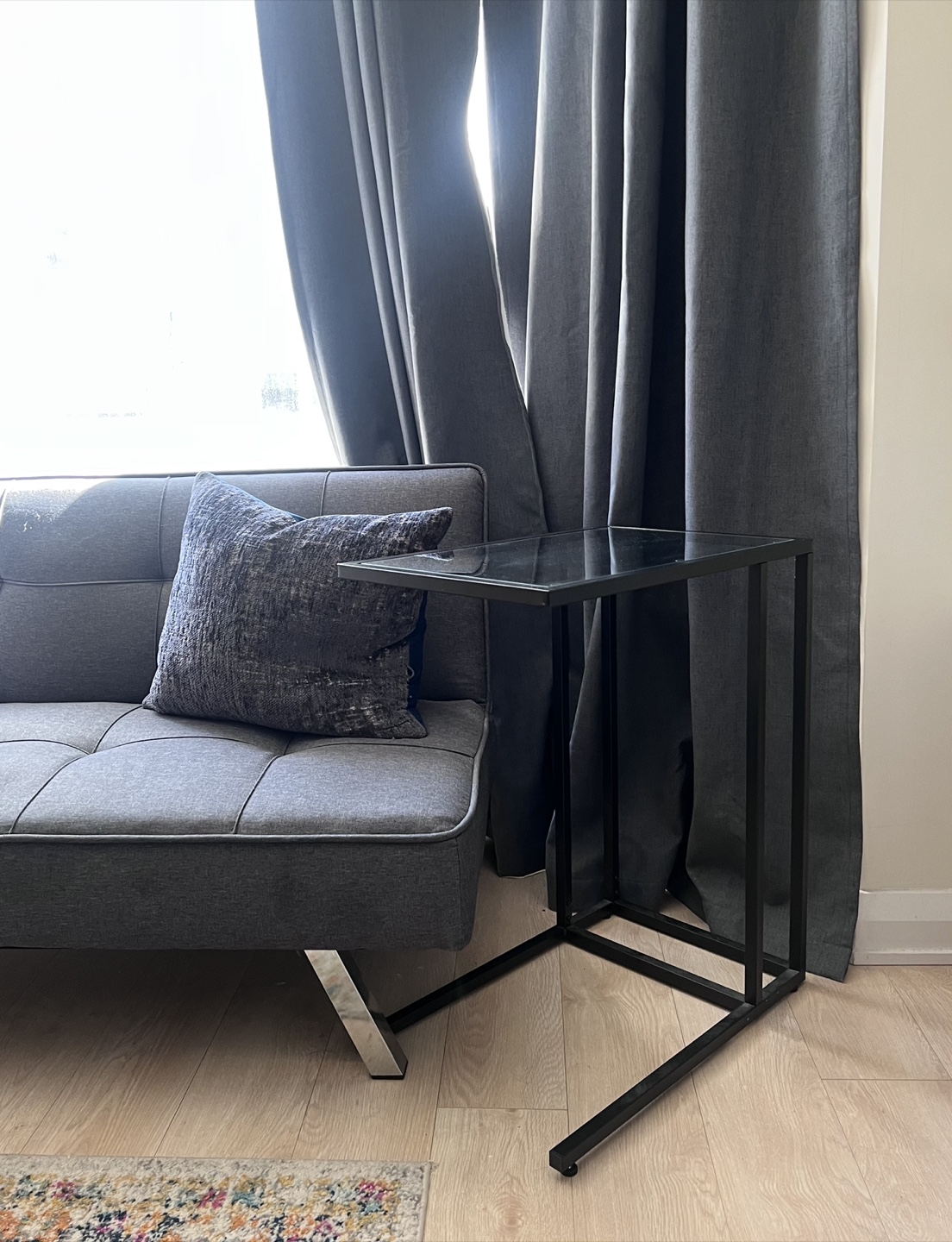 Black Metal & Glass Table/Side Table