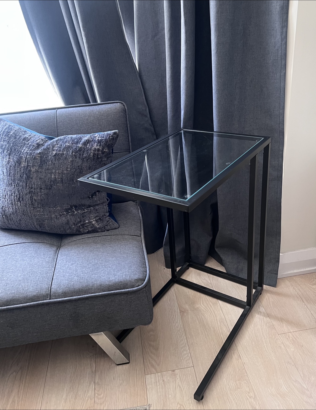 Black Metal & Glass Table/Side Table - photo 2