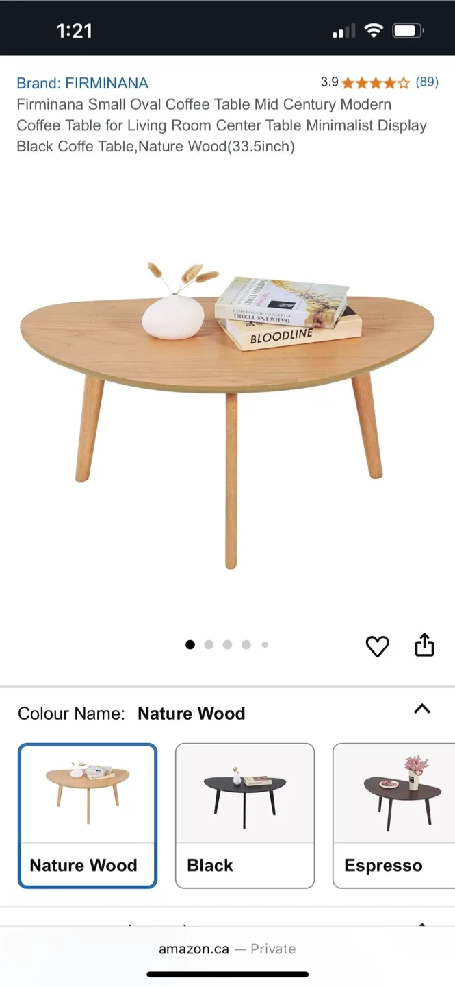 Firminana Small Oval Coffee Table - Nature Wood (33.5in) thumbnail