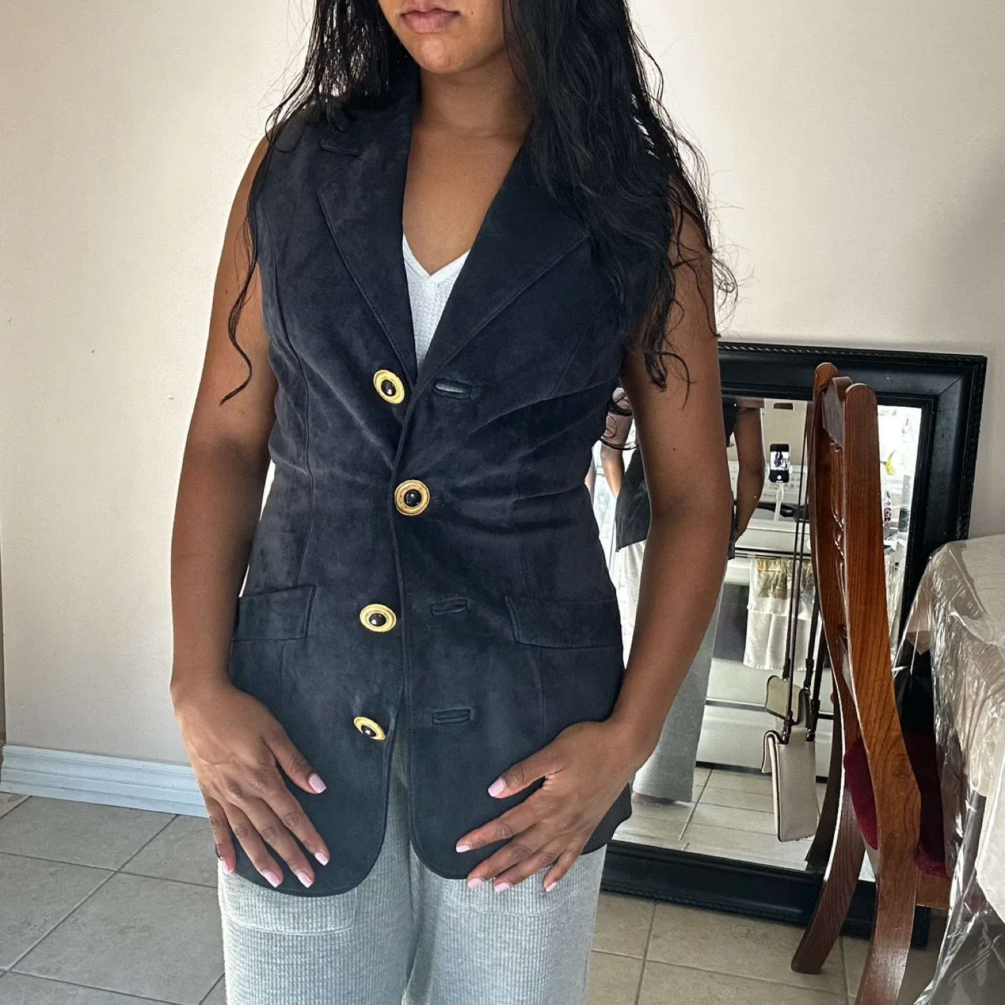 Danier Dark Navy Vest Vintage thumbnail