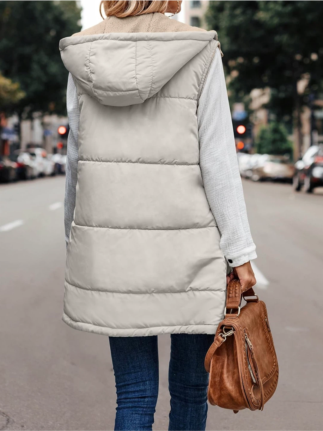 NEW! Reversible Sleeveless Fleece Zip Up Long Vest with Pockets - photo 5