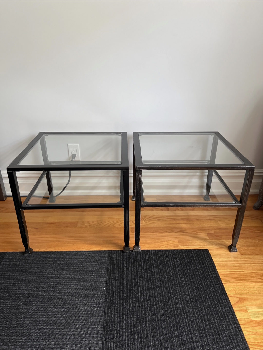 Glass Top End Tables - Set of 2