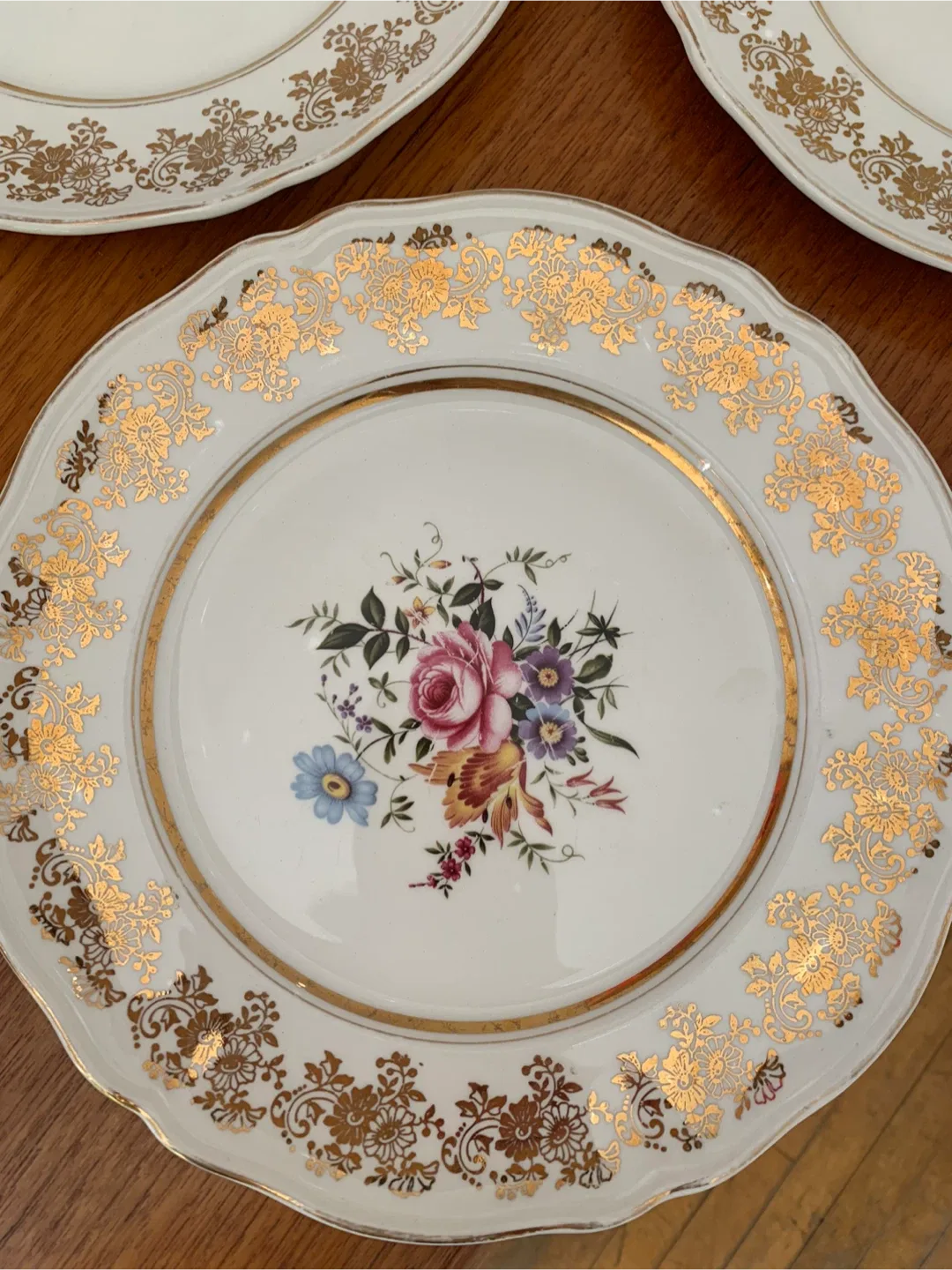 Set of 5 Dinner Plates - Alfred Meakin Golden Posy image indicator(6)