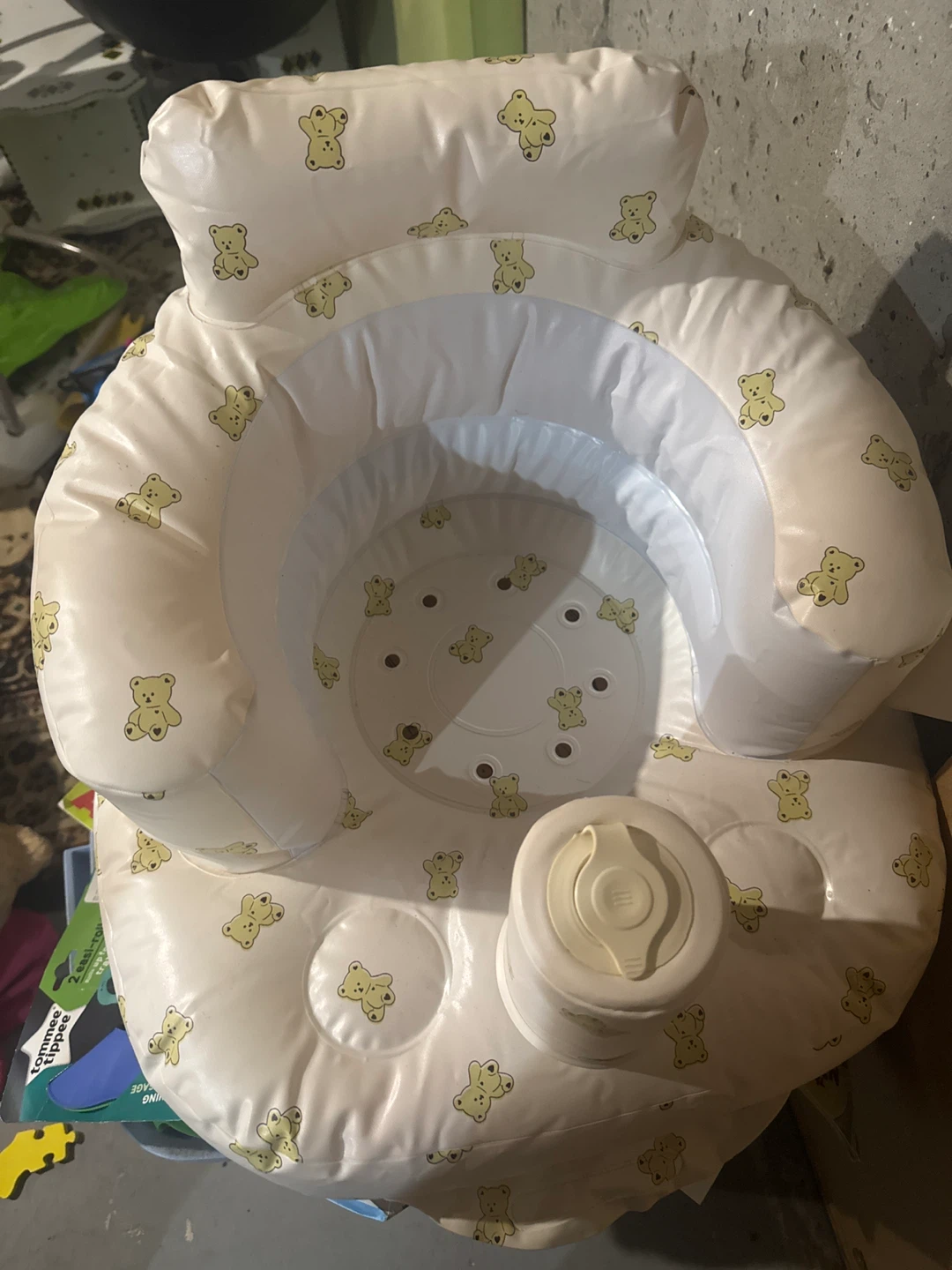 Inflatable Baby Bath Seat with Teddy Bear Pattern