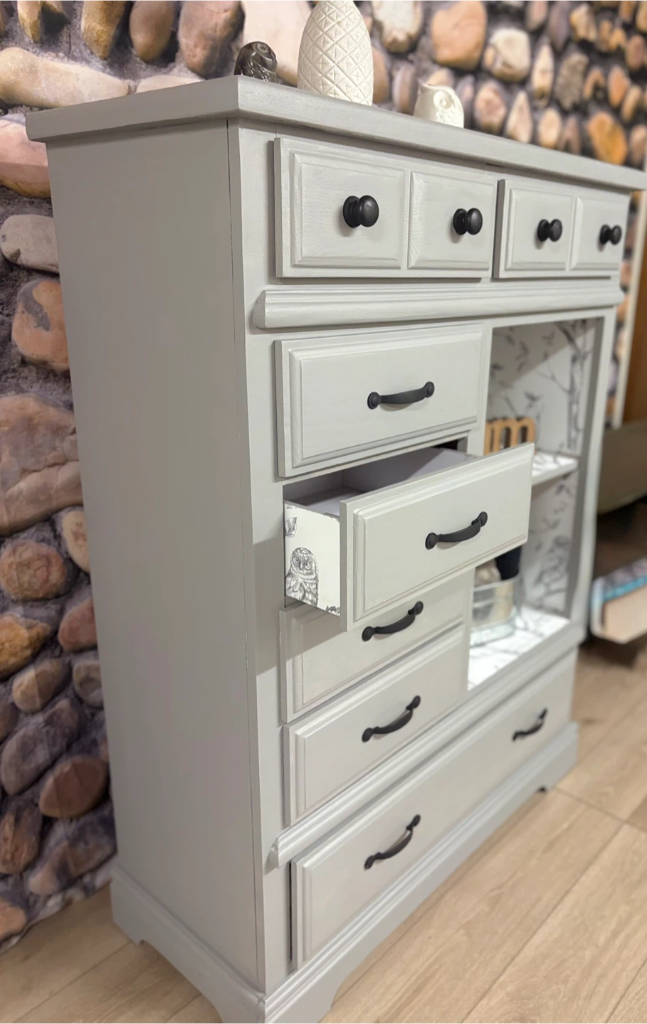 Grey Painted Dresser with Open Shelf - photo 3