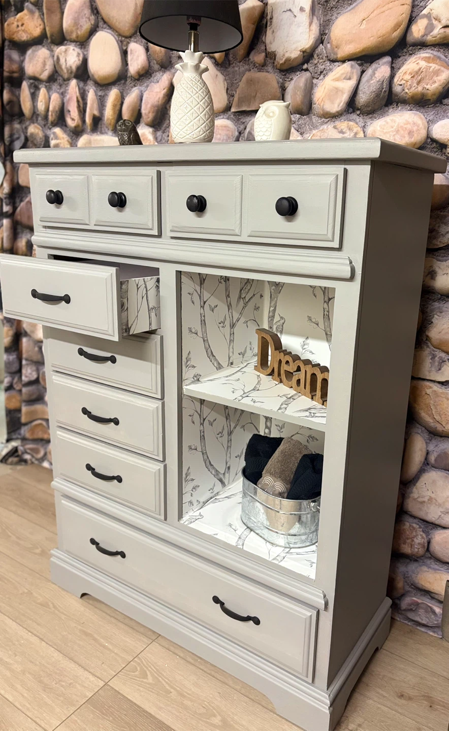 Grey Painted Dresser with Open Shelf - photo 2