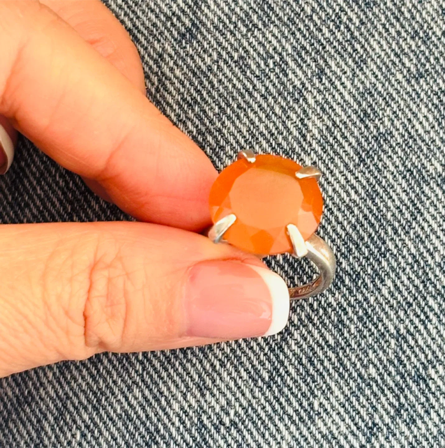 925 Sterling Silver carnelian Ring, US size6, fits 7 too.🥰 thumbnail