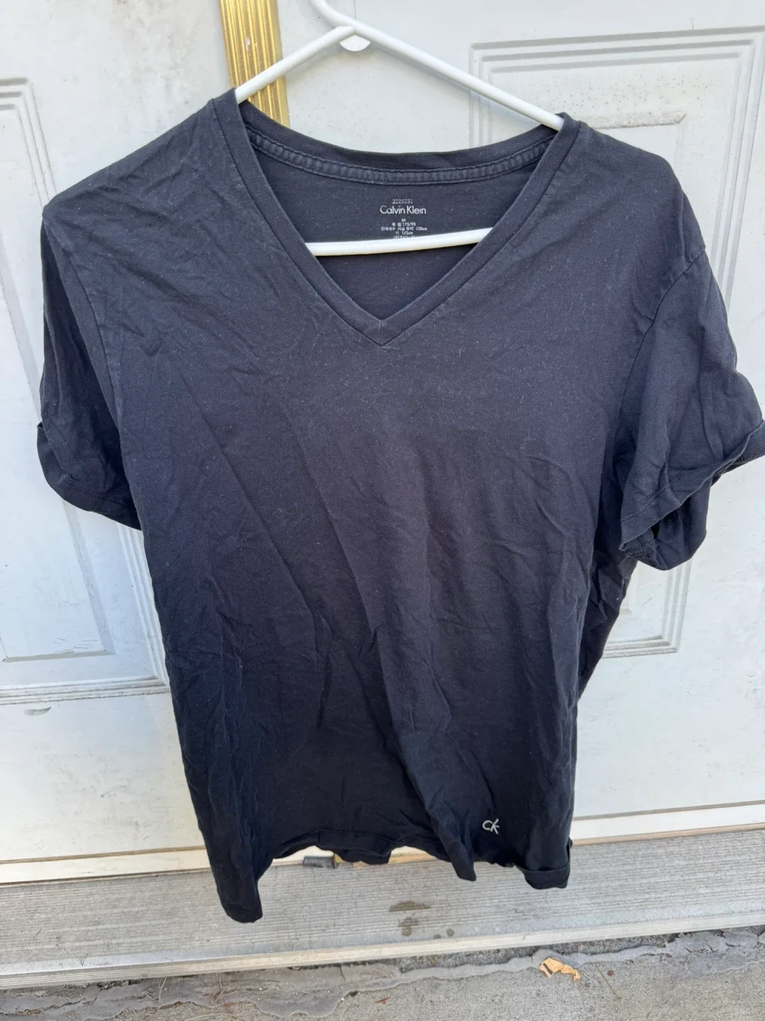 Calvin Klein Black V-Neck T-Shirt - Size M