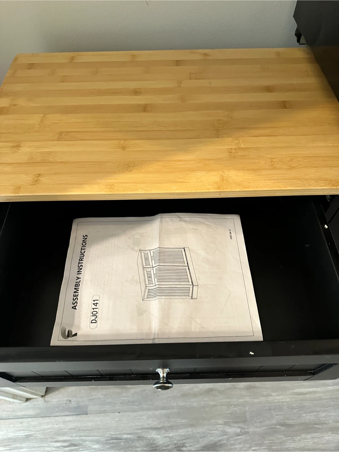 Black Kitchen Island with Butcher Block Top - photo 2