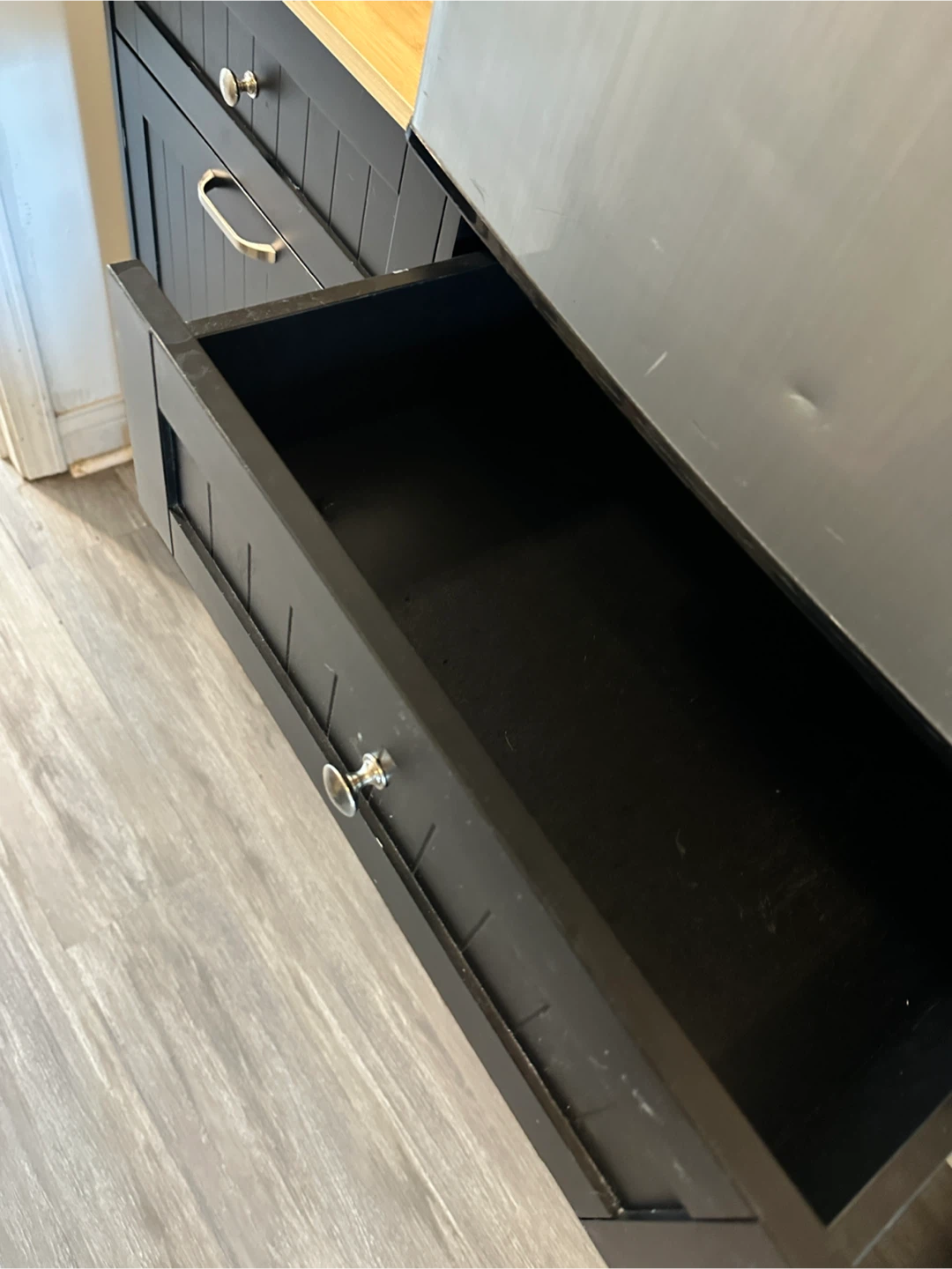 Black Kitchen Island with Butcher Block Top - photo 4