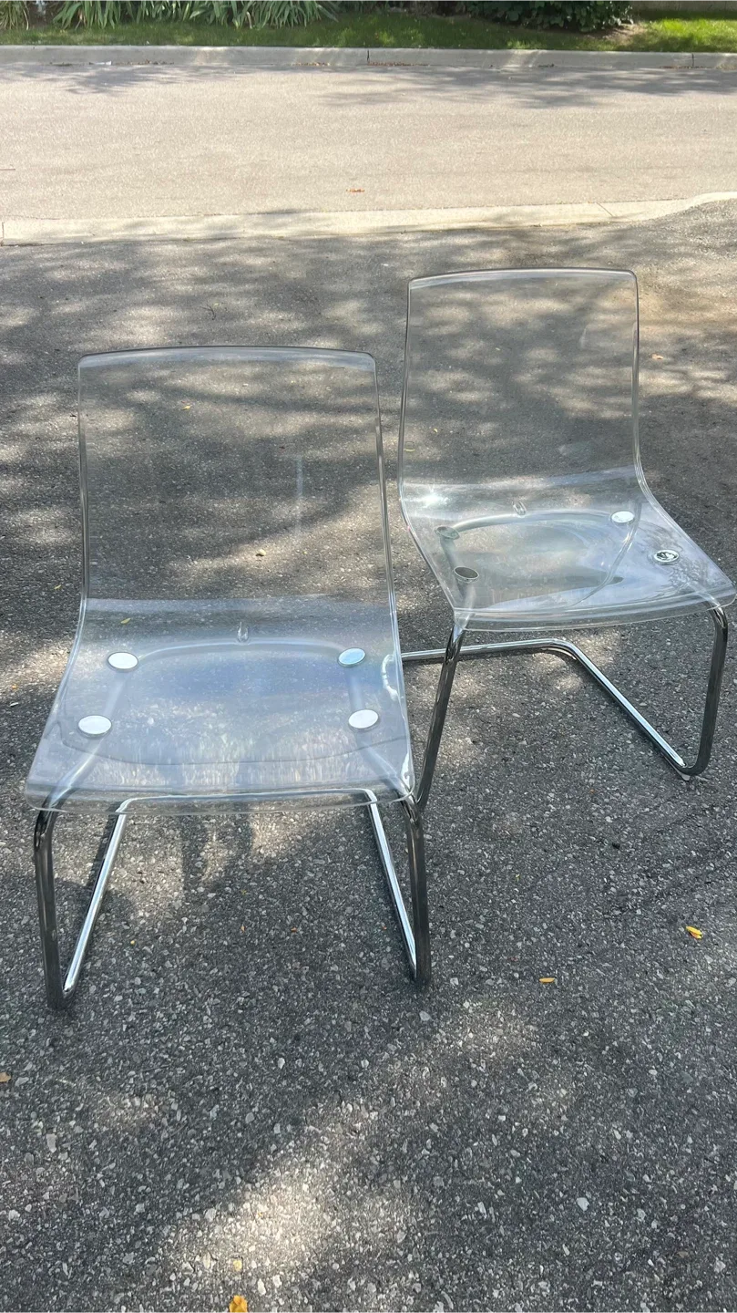 Clear Acrylic & Chrome Chairs - Set of 2 thumbnail
