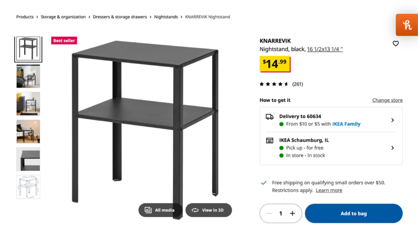 IKEA KNARREVIK Black Nightstands - photo 4