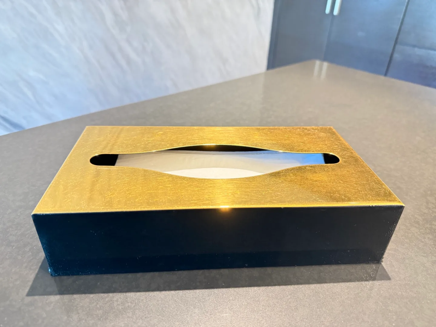 Gold & Black stainless steel Tissue Box Cover thumbnail