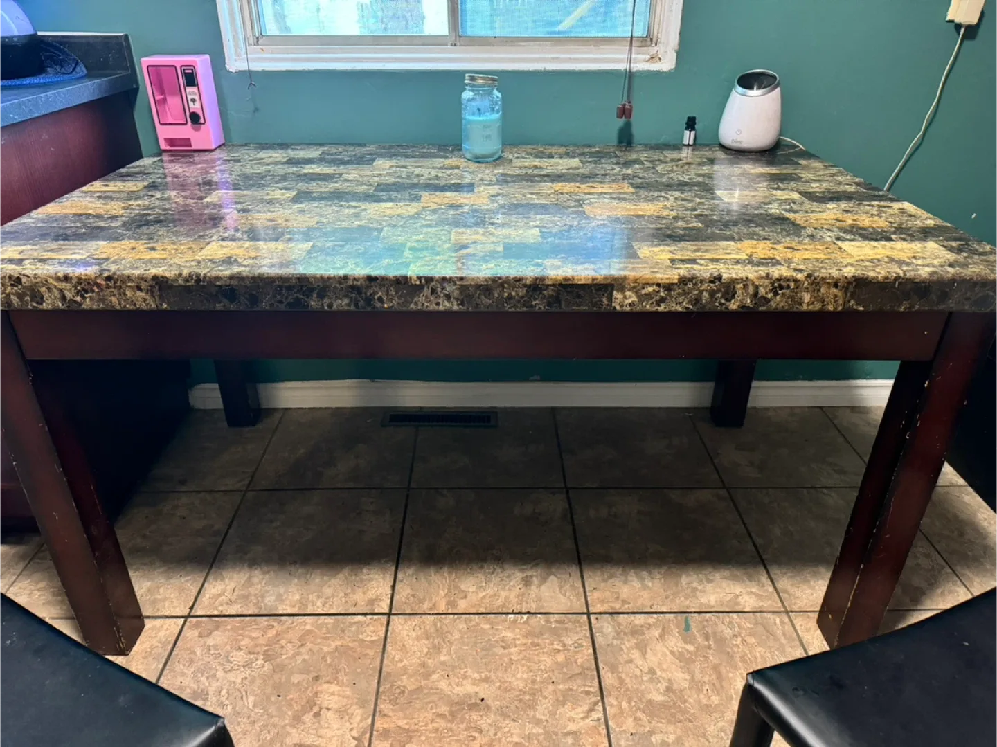 Dining Table with Faux Marble Top
