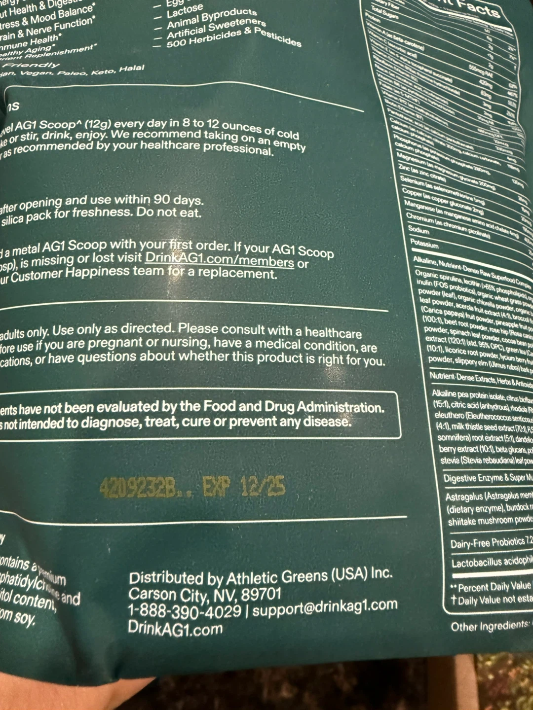 AG1 Daily Foundational Nutrition - Exp 11/25 - photo 2