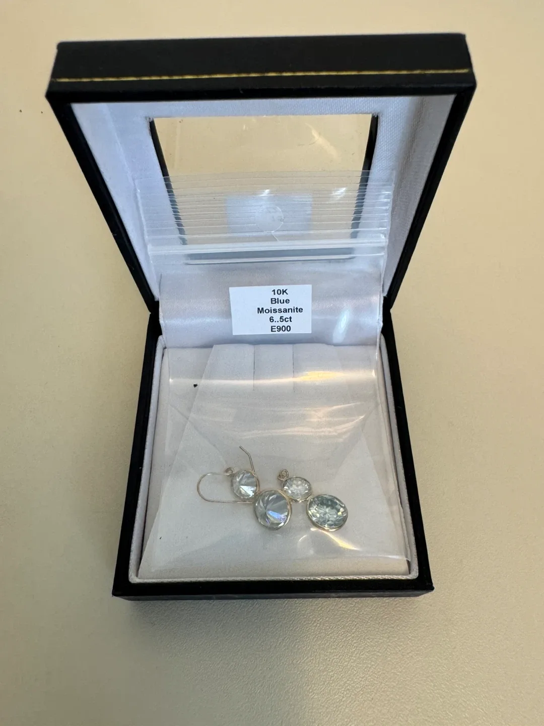 10K Gold Blue Moissanite Earrings, 6.5ct image indicator(5)