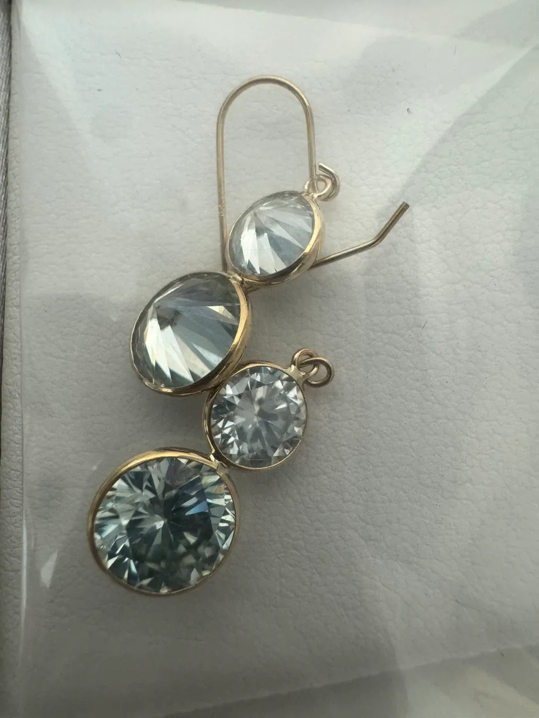 10K Gold Blue Moissanite Earrings, 6.5ct image indicator(4)