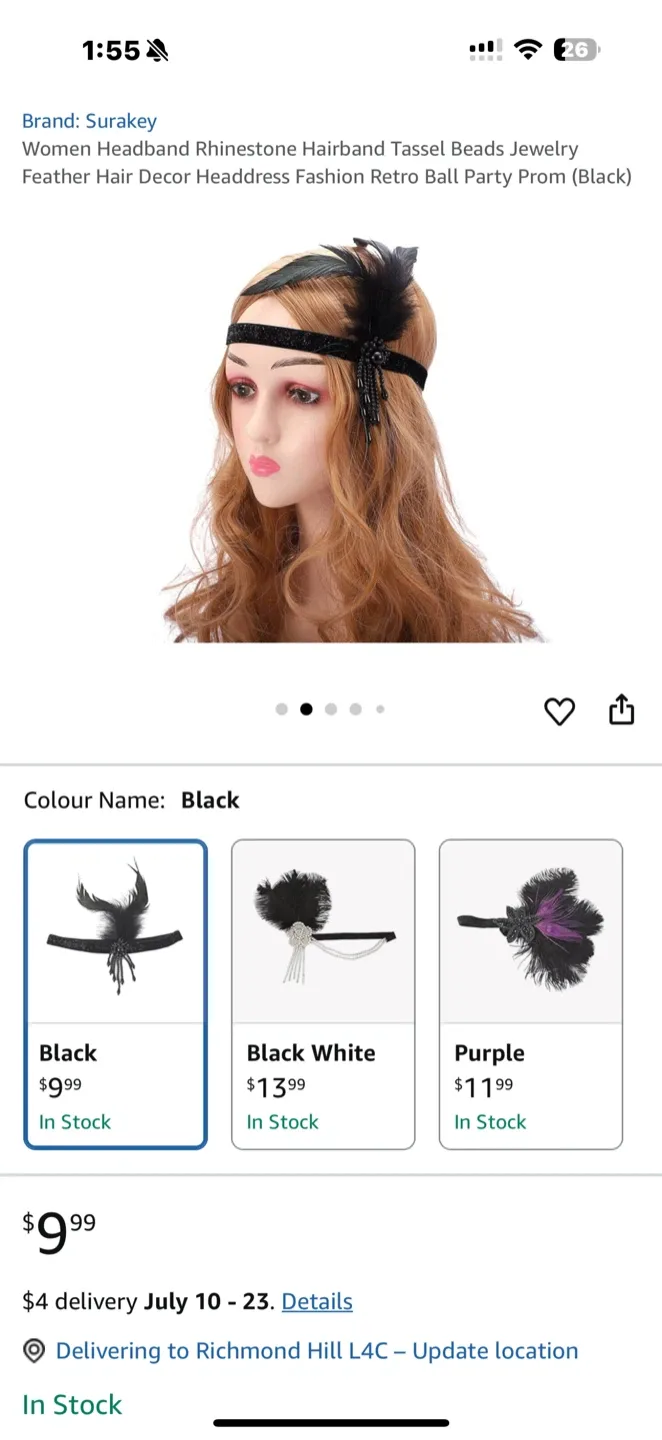 Event / Party 20s/ Flapper Headband - Black thumbnail