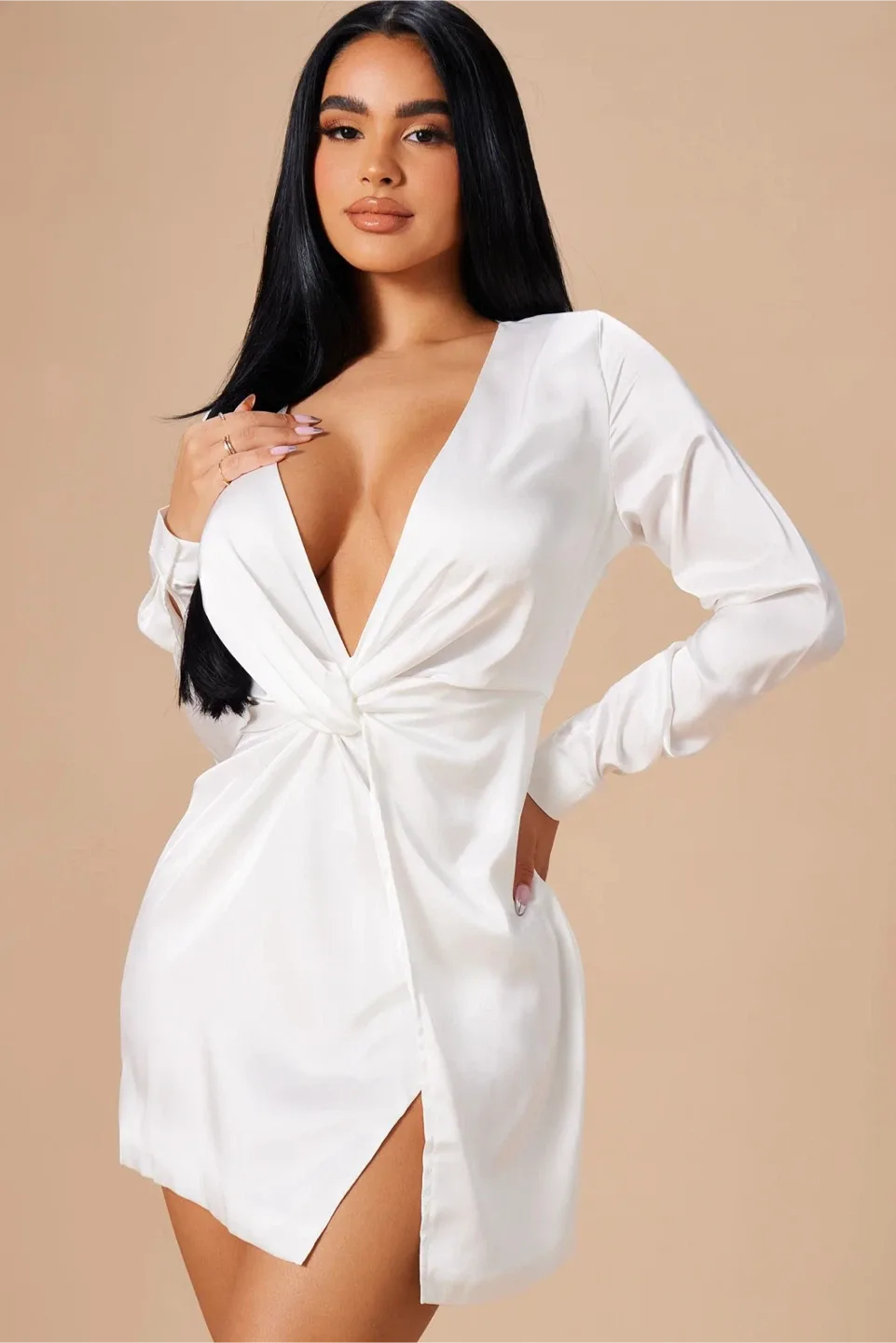 White long sleeve dress thumbnail