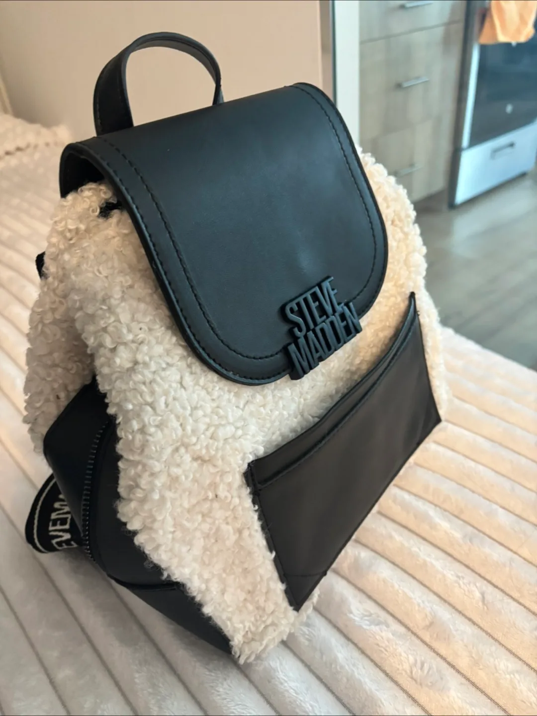 Steve Madden Faux Shearling Mini Backpack thumbnail