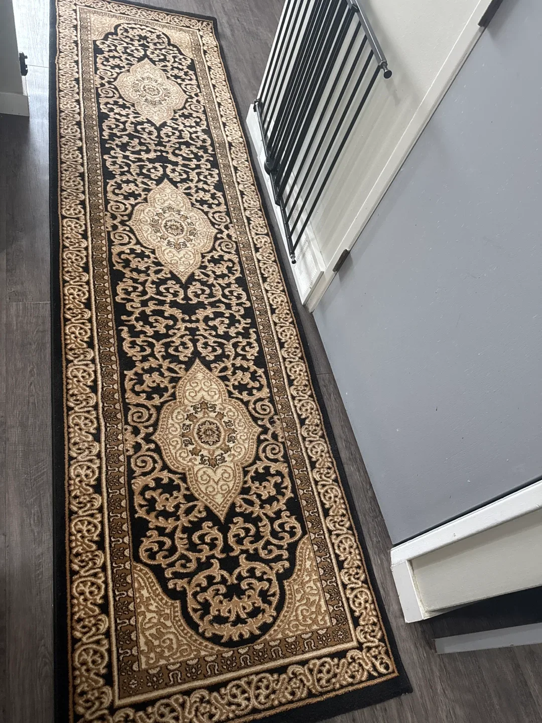 Kashan Canada Black Runner Rug thumbnail