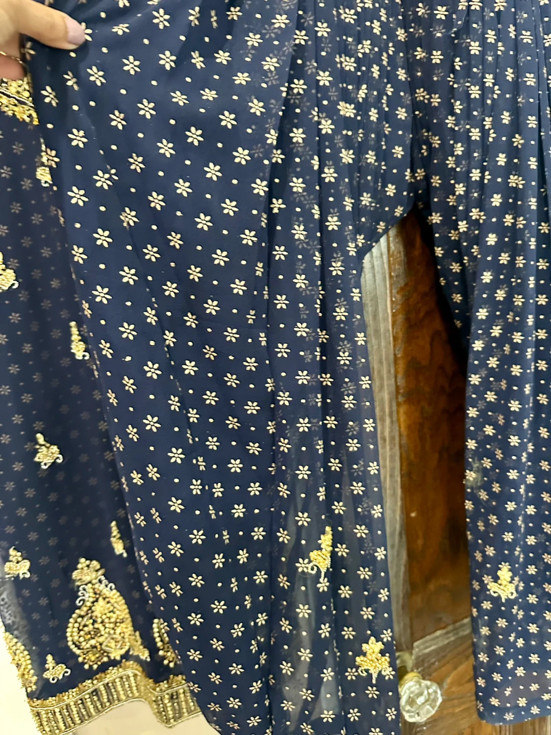 Blue & Gold Embroidered Salwar Kameez Suit - photo 4