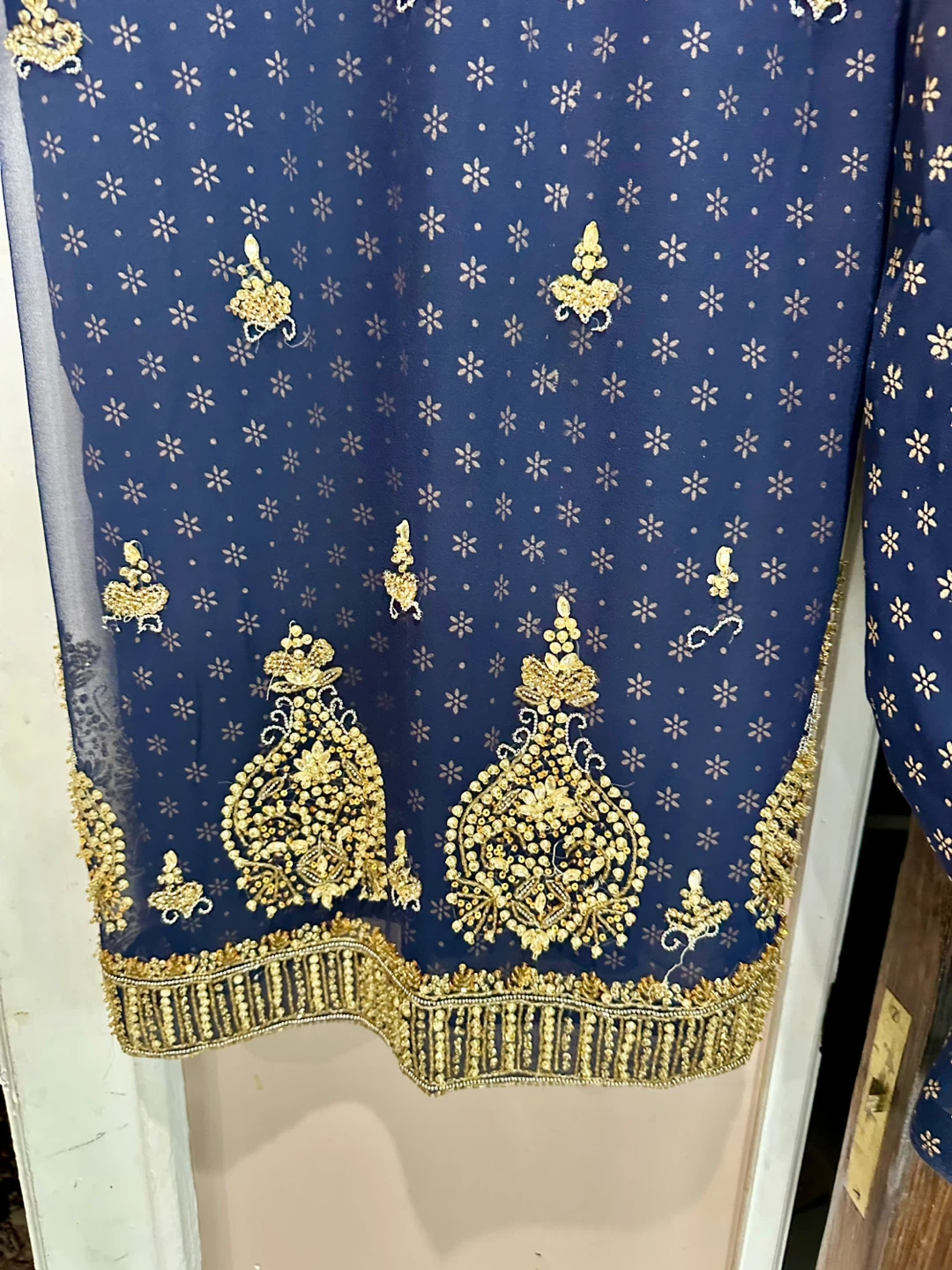 Blue & Gold Embroidered Salwar Kameez Suit - photo 3