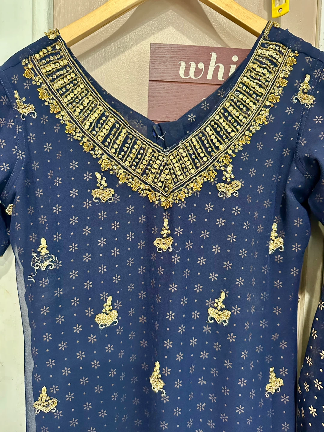 Blue & Gold Embroidered Salwar Kameez Suit - photo 2
