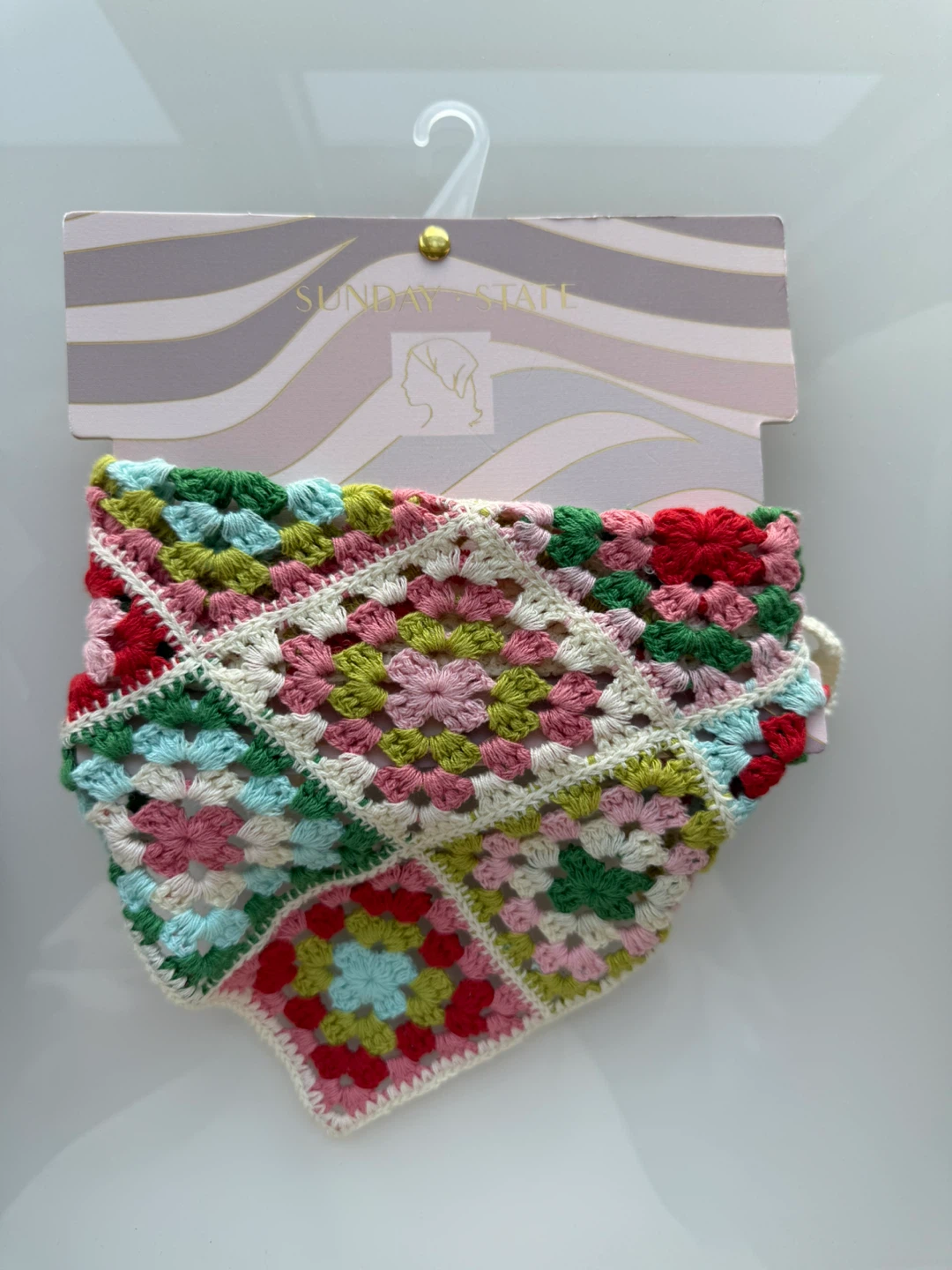 New Sunday State Crochet Bandana, Multicolor