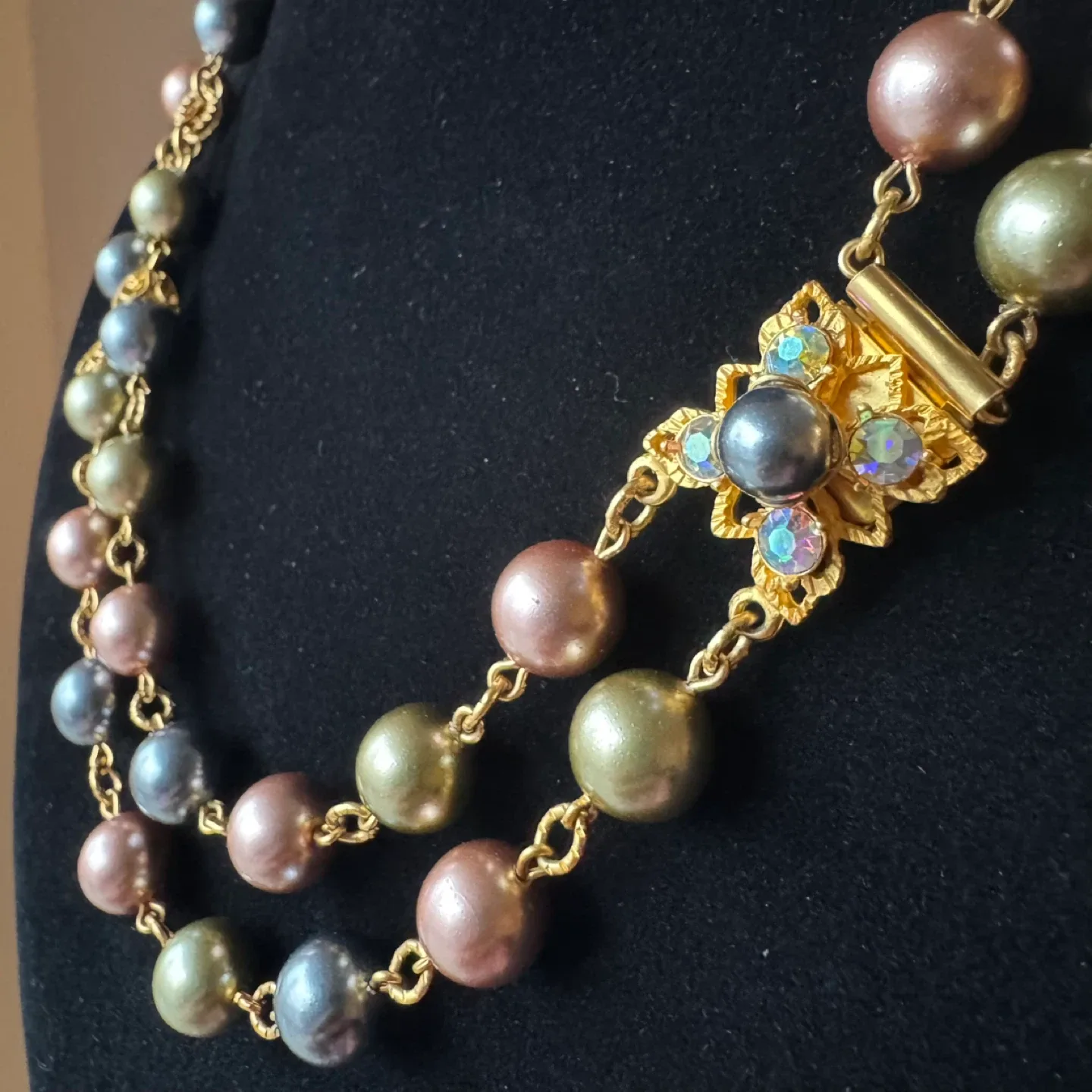 Joan Rivers Double Pearl Strand + AB Clip On Earrings image indicator(10)