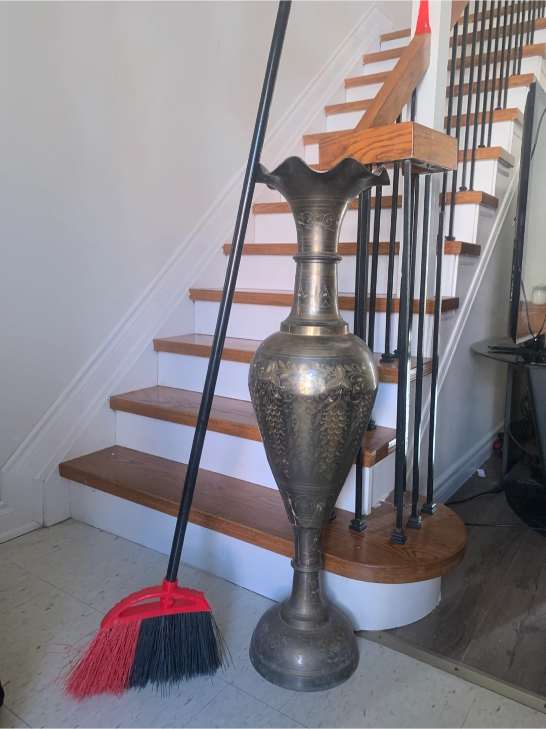 Large Decorative Brass Vase