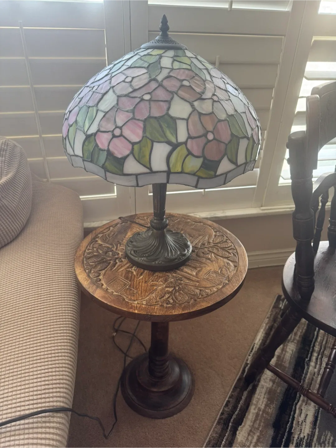 Tiffany Style Table Lamp with Wood Table thumbnail