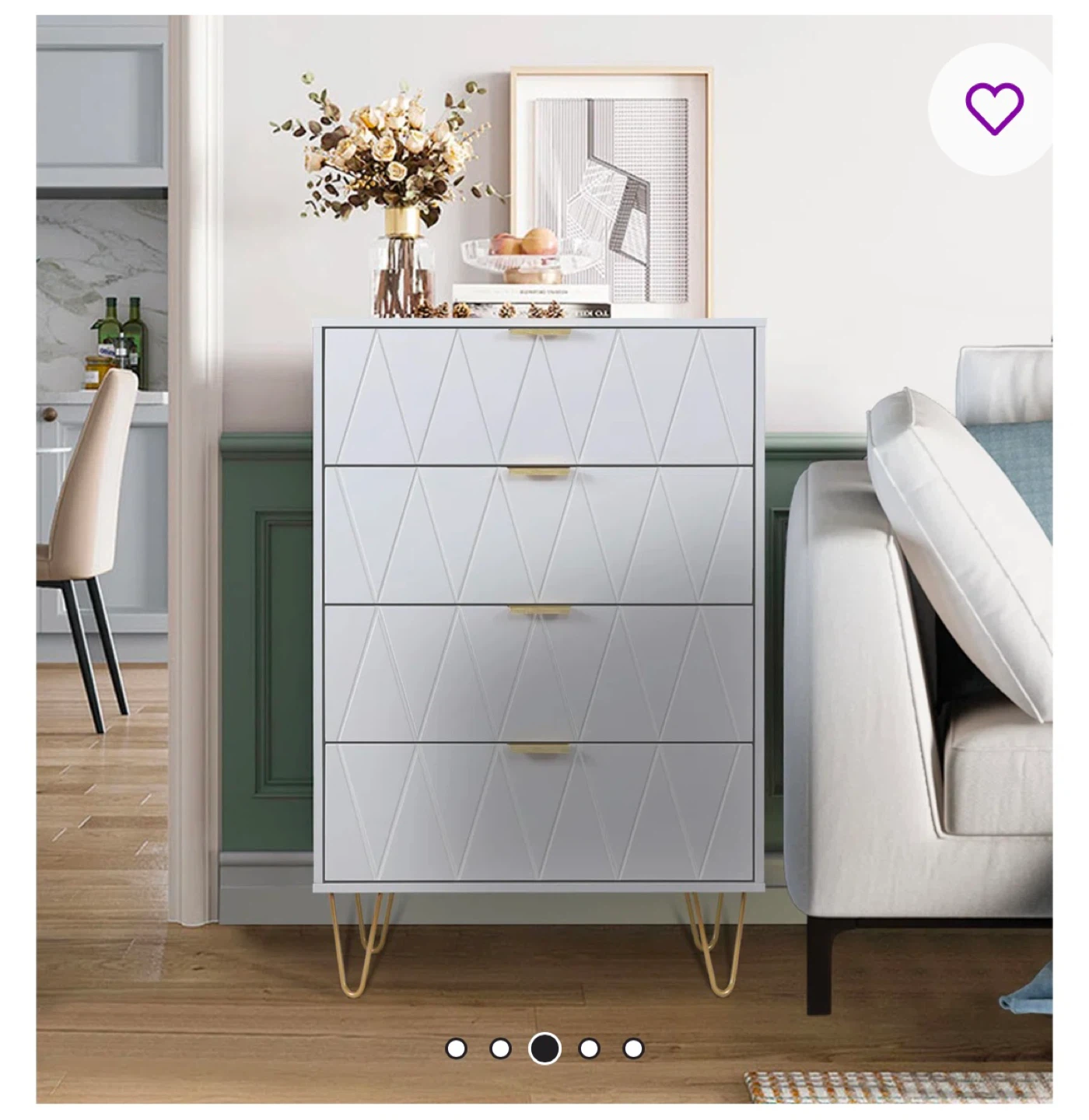 White 4-Drawer Dresser with Gold Legs - photo 3
