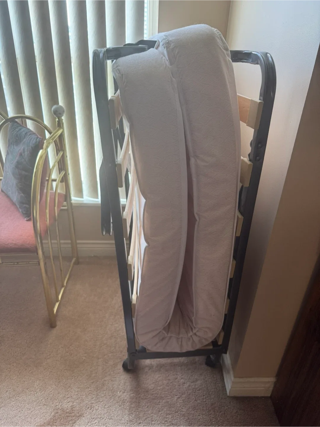Folding Bed Frame with Mattress thumbnail