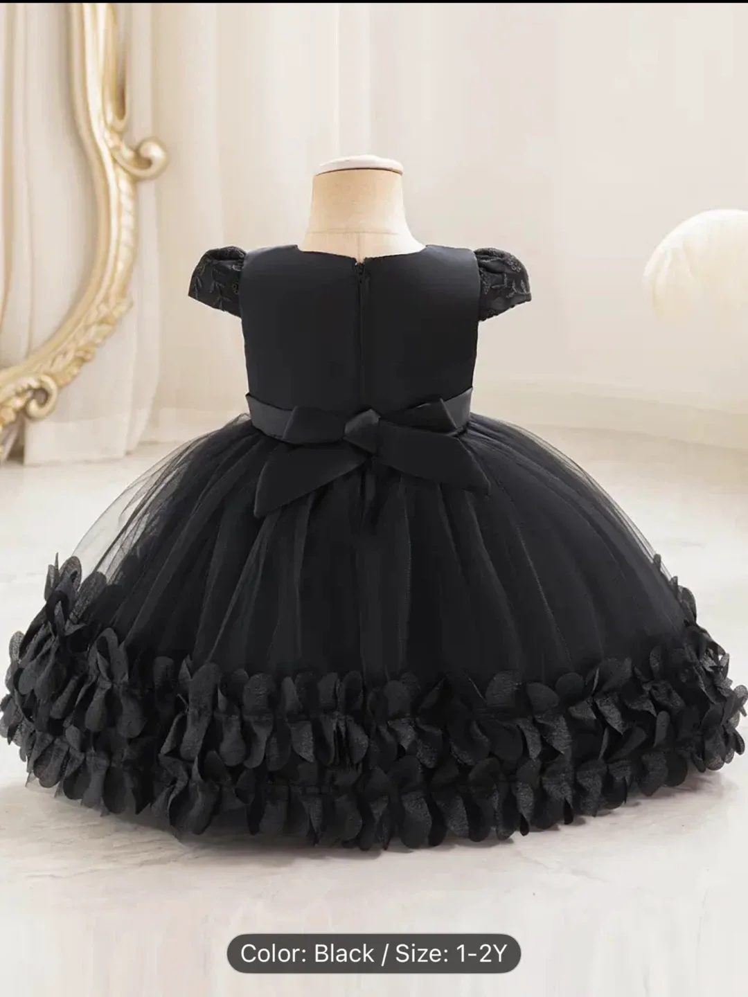 Girls' Black Performance Dress, Size 1-2Y image indicator(2)