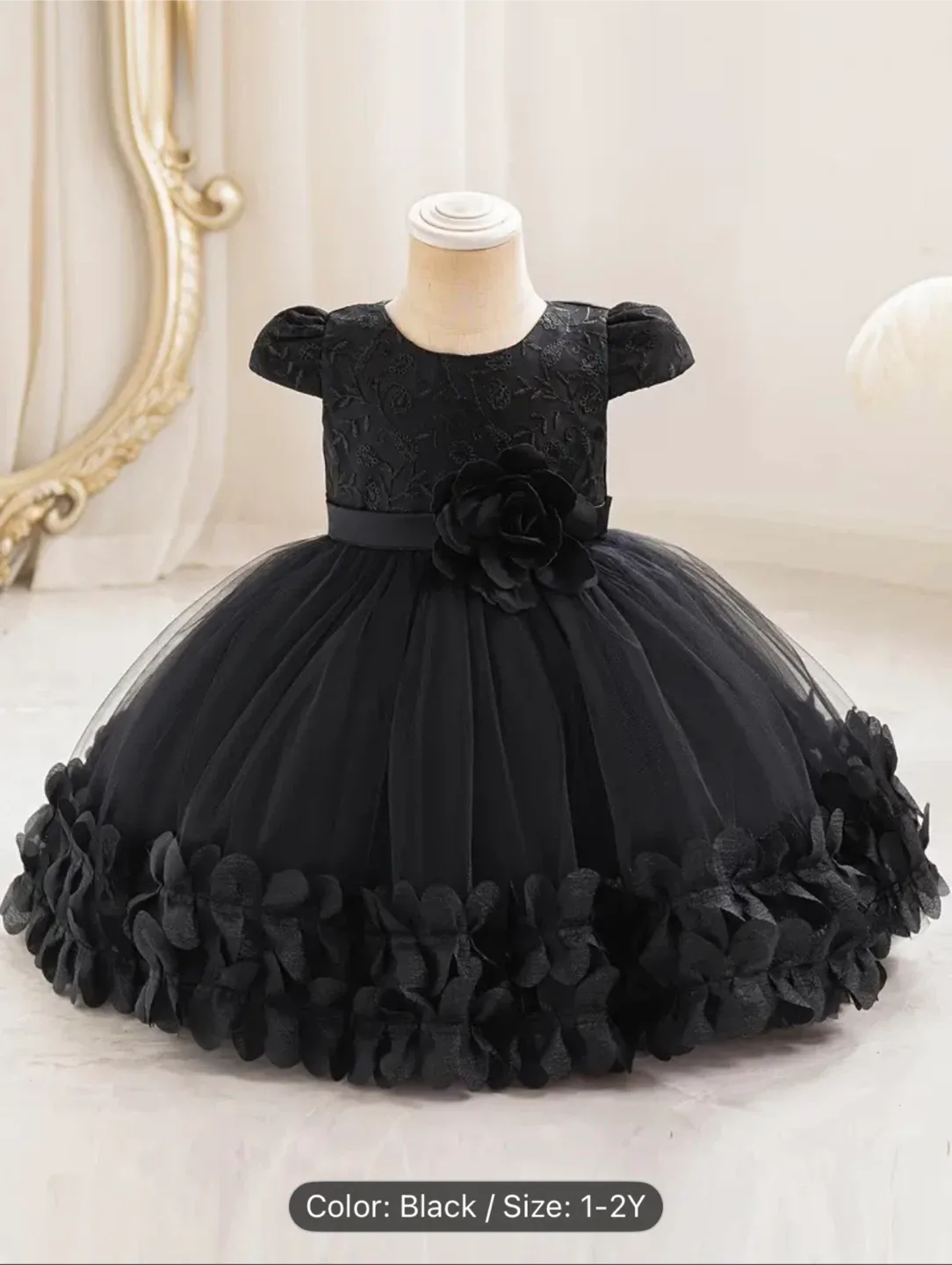 Girls' Black Performance Dress, Size 1-2Y thumbnail